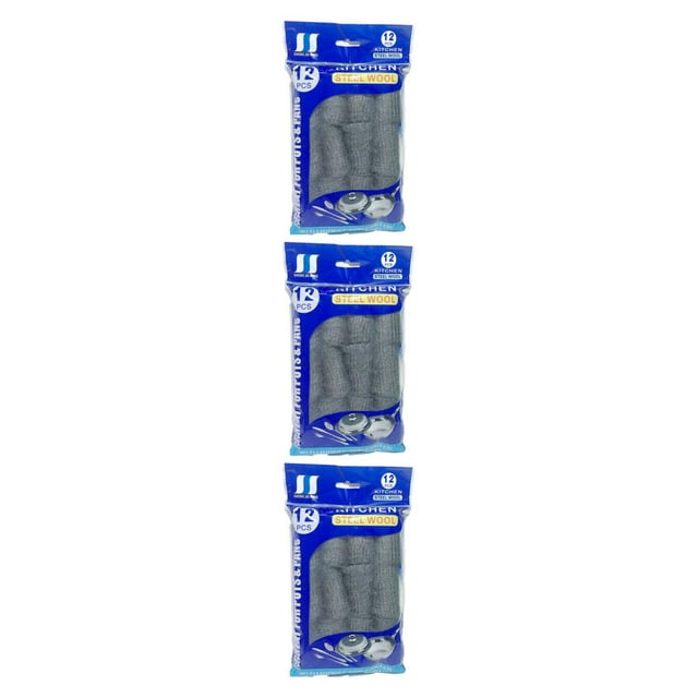 relayinert 12pcs Multi-purpose Steel Wool For Efficient Kitchen Cleaning Metal Kitchen Cleaning Steel Wool Kitchen Steel Wool As Shown 3Set
