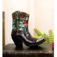 thumbnail image 6 of Western Cowboy Cowgirl Floral Red Roses Tooled Leather Boot Pen Holder Figurine, 6 of 8