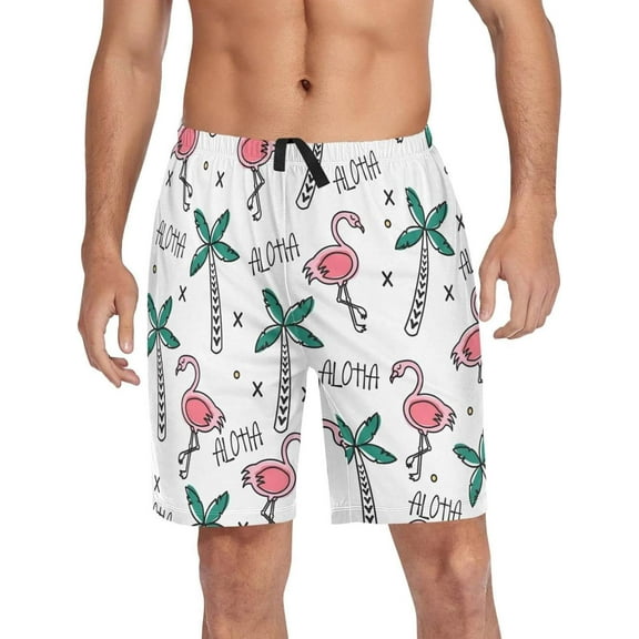 GZHJMY Flamingo Pajama Pants Short for Men, Lounge Pants Lightweight Men Pajama Bottoms with Drawstring Pockets, Christmas New Year Birthday Gifts, Small