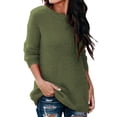 thumbnail image 1 of Avamo Ladies Loose Warm Knit Tops Long Sleeve Casual Tunic Blouse Women Crew Neck Work Pullover Army Green 5XL, 1 of 2