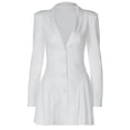thumbnail image 3 of Vestido sexy de mujer con cuello en V profundo y chaqueta tipo cárdigan - Bordes con volantes, mezcla de poliéster y spandex, talla XS para fiestas de otoño/invierno, 3 of 8