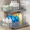 thumbnail image 4 of 1 Pack Under Sink Organizer With Next-Gen Ball-Bearing Slides,2-Tier Pull Out Cabinet Storage,Height Adjustable Drawer Shelf for Bathroom,Kitchen,Laundry,Cabinet,Pantry-Gun Gray, 4 of 16