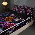thumbnail image 3 of Homewish Halloween Sugar Skull Zipper Twin Comforter Sets with Fitted Sheet and 2 Pillowcases, Gothic Peony Bloom Zipper Bedding Set, Multicolor Dark Blue, Black Reversible, 3 of 7