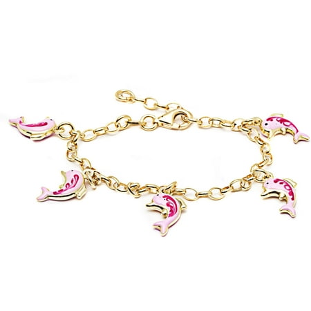 Pori Jewelers 18kt Gold-Plated Sterling Silver Baby Charm Bracelet, 6