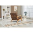 thumbnail image 5 of Mid-Century Modern Accent Chair with Solid Rubberwood Frame and Waist Cushion, Antique Brown, 5 of 10