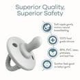 thumbnail image 4 of Comfy Cubs Pacifier Soother 4 Pack - 100% Food Grade Silicone, Certified BPA-Free (Flat, Grey), 4 of 6