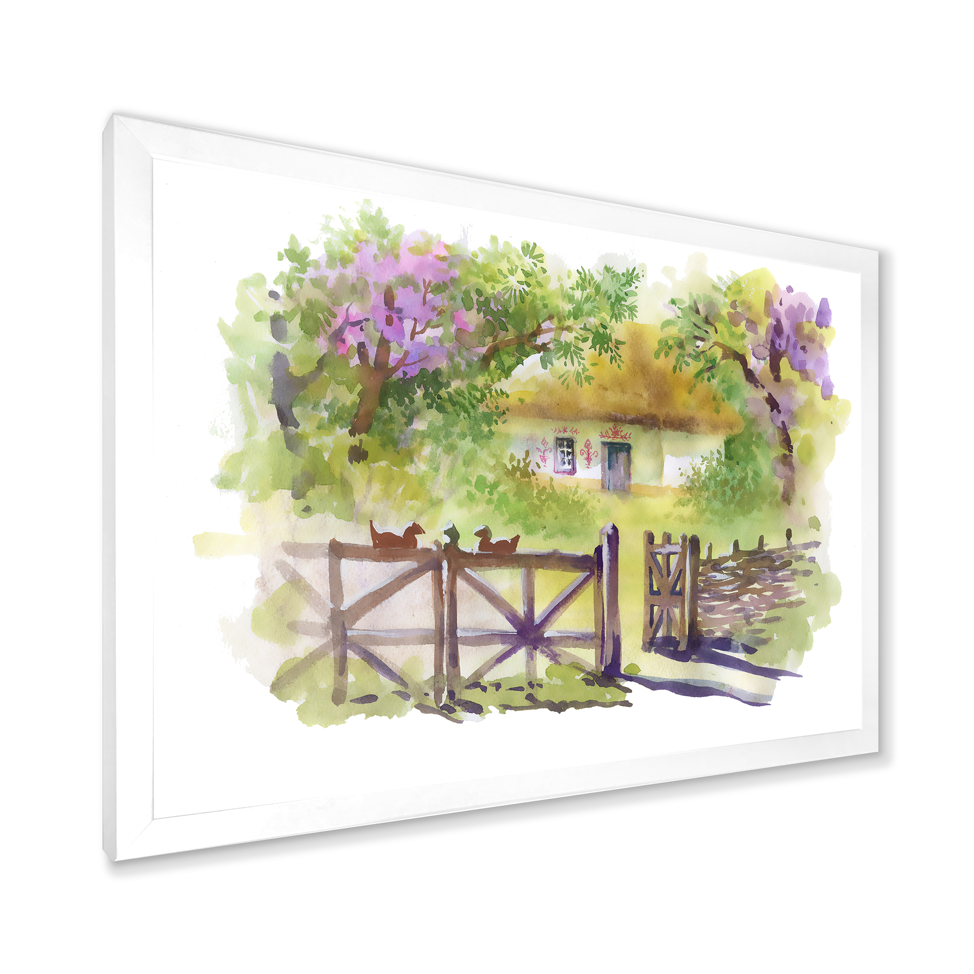 Designart 'Impression of Rustic Cottage In The Woods' Traditional Framed Art Print