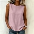 thumbnail image 5 of Yourumao Linen Tank Tops for Women with Side Button Sleeveless Shirts Round Neck Loose Summer Casual Blouse for Beach Vacation, 5 of 8