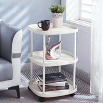 YOTQUSKI 3 Tier Table with Wheels, Accent Table, End Tables, Side Tables for Living Room, Plastic Waterproof Concise Rectangle End Table for Living Room, Bedroom, Patio