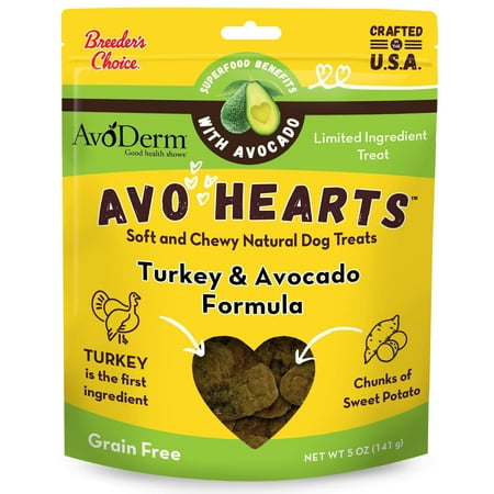 UPC: 0052907002182 | AvoDerm AvoHearts Turkey and Avocado Formula Dog Treats 5oz 100600031