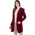 thumbnail image 4 of SAOL 100% Merino Wool Women's Aran Open Front Long Cardigan Sweater Irish Cable Knit Outdoor Coat with Hood Made in Ireland, 4 of 6