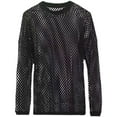 thumbnail image 5 of ZVNAΖH Men's Mesh Fishnet Top Long Sleeve Sheer See Through T Shirt Fitted Muscle Blouse Clubwear, 5 of 8