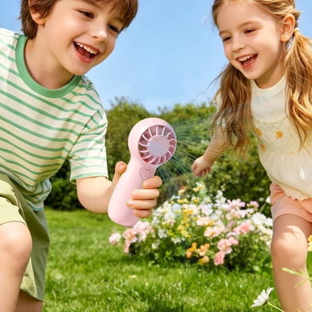 Mini Fan Portable Fan - Handheld Turbine Heart Design USB Rechargeable - Personal Fan For Outdoor Office Travel(Pink)