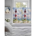 thumbnail image 4 of Tier Curtains 45 Inches Long, Beach Lighthouse Window Treatment Curtain Drapes, Coastal Ocean Ship Sky Oil Painting Small Curtain Drapes for Bathroom Laundry Room, 27.5"x45", 2 Panels, 4 of 7