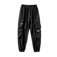 thumbnail image 2 of Muscularfit Elastic Waist Men Pants Cargo Joggers Sports Pants Outdoor Hiking Mens Casual Pants Taper Black Low Rise Active Fit Size L, 2 of 5