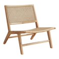 thumbnail image 2 of veasfak Wood Frame Handwoven Rattan Lounge Chair Multipurpose for Balcony 63x70x73cm Light Brown, 2 of 7