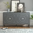 thumbnail image 2 of Harper & Bright Designs Sideboard Buffet Cabinet with Storage and Shelves, Farmhouse Sideboard Cabinet with Circular Groove Design Metal Door Handle for Entrance Living Room, Gray, 2 of 13