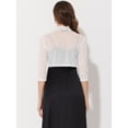thumbnail image 3 of Ruffle Shrug para Mujer Allegra K Malla Crop Bolero Cardigan Blanco S, 3 of 6
