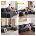 thumbnail image 5 of Exnote 108'' Modular Boneless Sofa,Sectional Couch for Living Room, Tufted Oversized L Shape Deep Seat Sectional Sofa with Ottoman & 3 Throw Pillows, Corduroy Cloud Couch, Dark Gray, 5 of 9