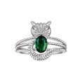 thumbnail image 1 of RYLOS Rings for Women Sterling Silver CAT Ring 7X5MM Oval Gemstone &  Sparkling Diamonds Green Sapphire Jewelry Size 9, 1 of 6