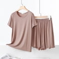 thumbnail image 5 of FAIWAD Pajama Sets for Women 2 Piece Short Sleeve Tops and Elastic Shorts Soft Lounge Home Wear, 5 of 6