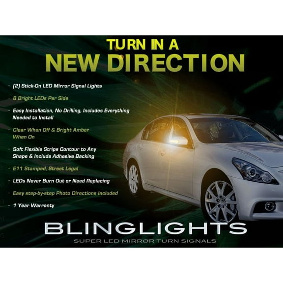 For Infiniti G20 G25 G35 G37 LED Side Mirrors Turnsignals Turn Signals Signalers Lights Accent Lamps