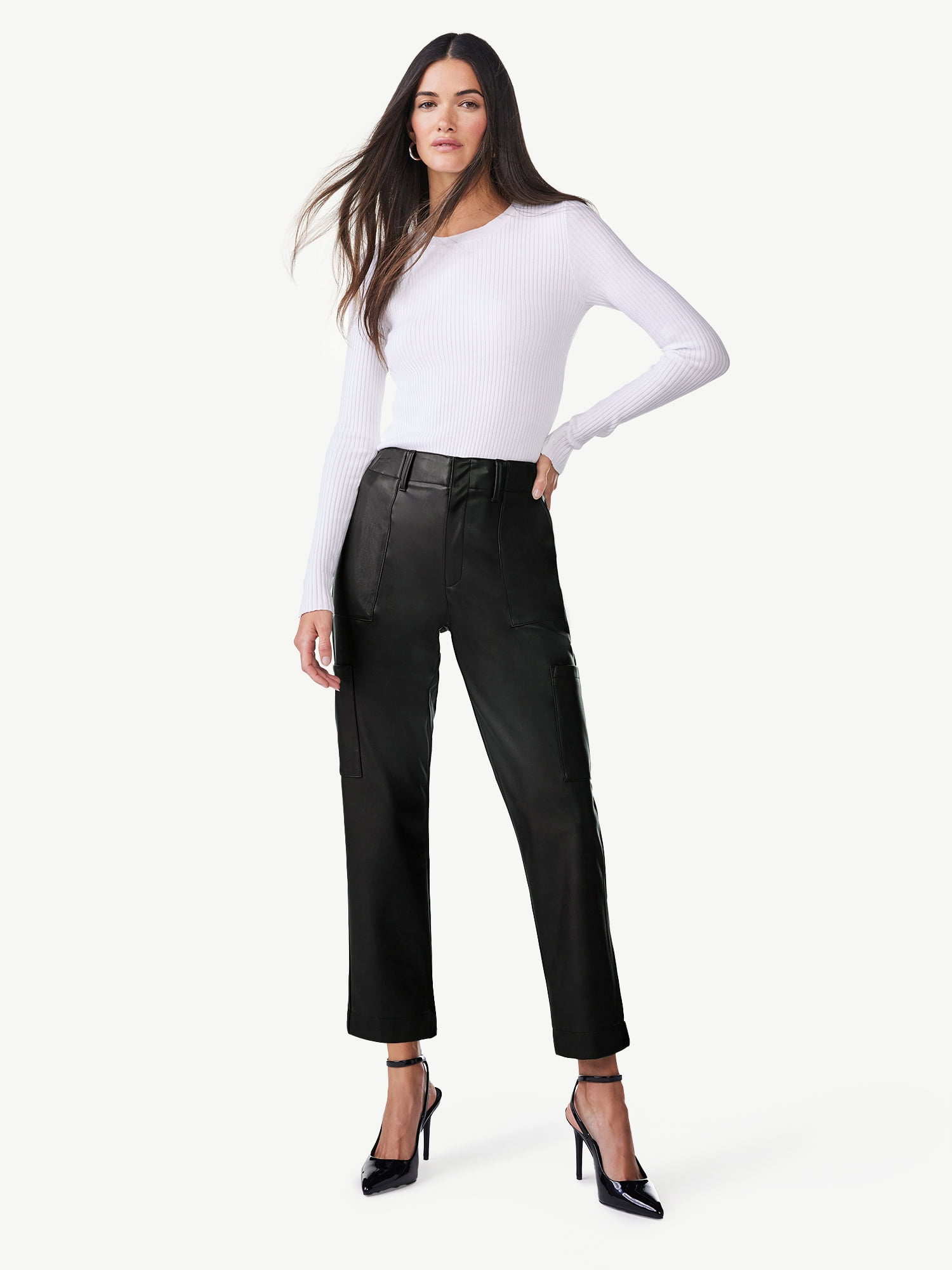 Scoop Women's Faux Leather Straight Pants