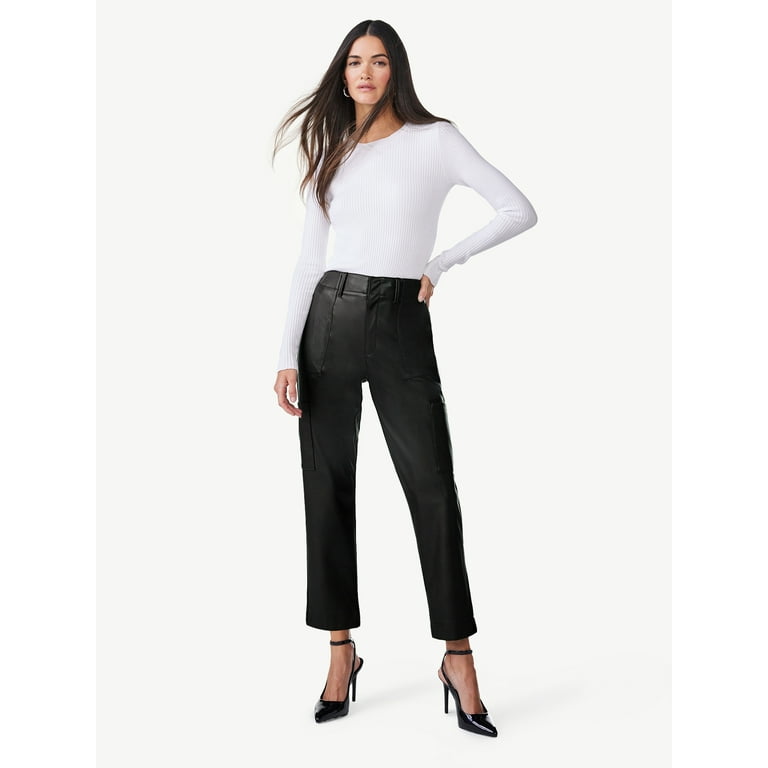 Scoop Women's Faux Leather Straight Pants 