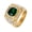 Gold Dark Green, variant on Gemstone Rings for Men Stainless Steel Silver Round Cubic Zirconia Chunky 17mm Punk Biker Statement Personalized Gift Jewelry Silver Dark Green 10