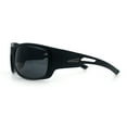 thumbnail image 6 of Mens Matte Classic Rectangular Wrap Around Biker Plastic Sunglasses All Black, 6 of 7