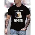 thumbnail image 1 of Don't Run Eagle Graphic Print Men's Creative Top, Casual Slightly Stretch Short Sleeve Crew Neck T-shirt, Men's Tee For Summer Outdoor, 1 of 8