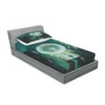thumbnail image 2 of Ambesonne Cartoon Fitted Sheet & Pillow Sham Set, Dark Magic Fiction City, Twinxl, Teal Black, 2 of 2