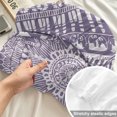 thumbnail image 4 of Queen Size Fitted Sheet Set - Purple Boho 3 Piece Bedding Sets 16" Deep Pocket Fitted Sheet with 2 Pillowcases, Mantoro Flower Modern Abstract Bohemian Floral Brushed Microfiber Hotel Bed Sheets, 4 of 9