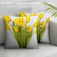 thumbnail image 3 of JEUXUS  Floral Pillow Covers, Spring Yellow Tulip Square Decorative Throw Pillow Covers Cushion for Sofa Bedroom Car, Yellow, 3 of 5
