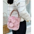 thumbnail image 2 of Kukuzhu Cute Pompom Bucket Bag Women Fluffy Hobo Crossbody Bag Purse Drawstring Plush Furry Shoulder Bag Winter Autumn, 2 of 3