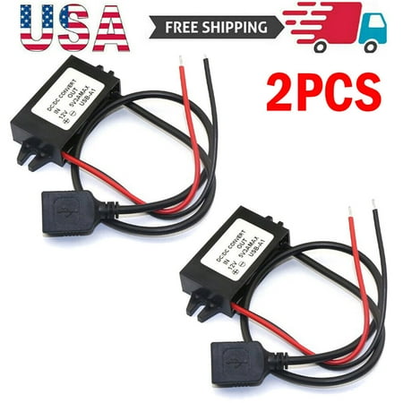 

2PCS DC-DC 12V To 5V Converter Step Down Module USB Output Power Adapter 3A 15W