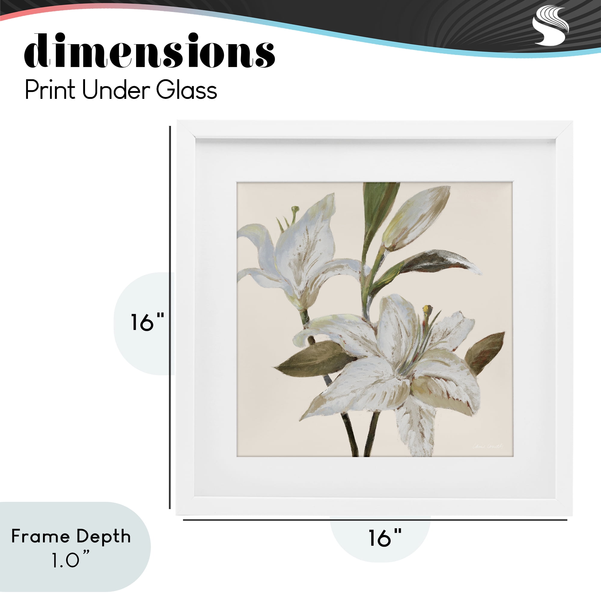 Stupell Industries Lilies Soft Beige White Framed Print Under Glass, design by Lanie Loreth