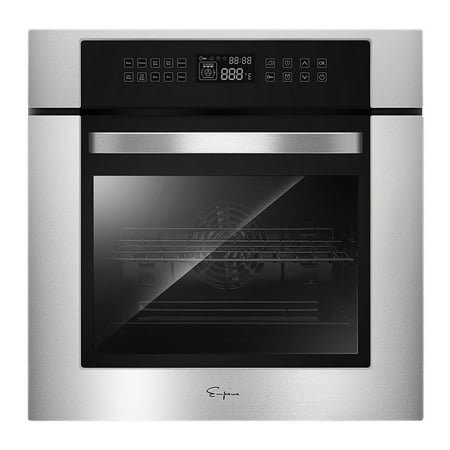 Empava 24 Inch Electric Convection Single Wall Oven 10 Cooking Functions Deluxe 360° ROTISSERIE with Sensitive Touch Control in Stainless