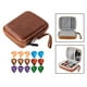 thumbnail image 2 of Estuche de cuero para púas de guitarra, bolsa de almacenamiento de púas, gran capacidad, impermeable Marrón, 2 of 8