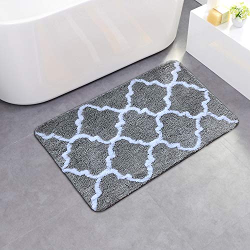 Trellis Moroccan Bathroom Rugs Non Slip Thick Shaggy Chenille Bath Mats For Floors Machine Washable Set For Shower Kitchen 17 7 X 25 6 Gray Walmart Canada