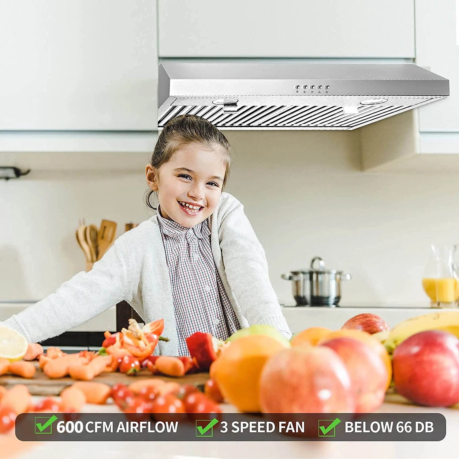 Range Hood 30 Inch Under Cabinet,700 CFM Stainless Steel Ducted/Ductless Range Hood 30 Inch,3 Venting Ways Stove Hood