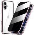thumbnail image 1 of KOMI Magnetic Privacy Case for iPhone 16 Plus, Anti peep Magnetic Adsorption Double Side Tempered Glass Full Body Case Privacy Screen Protector Metal Titanium Frame Clear Back Phone Case Cover Pink, 1 of 4