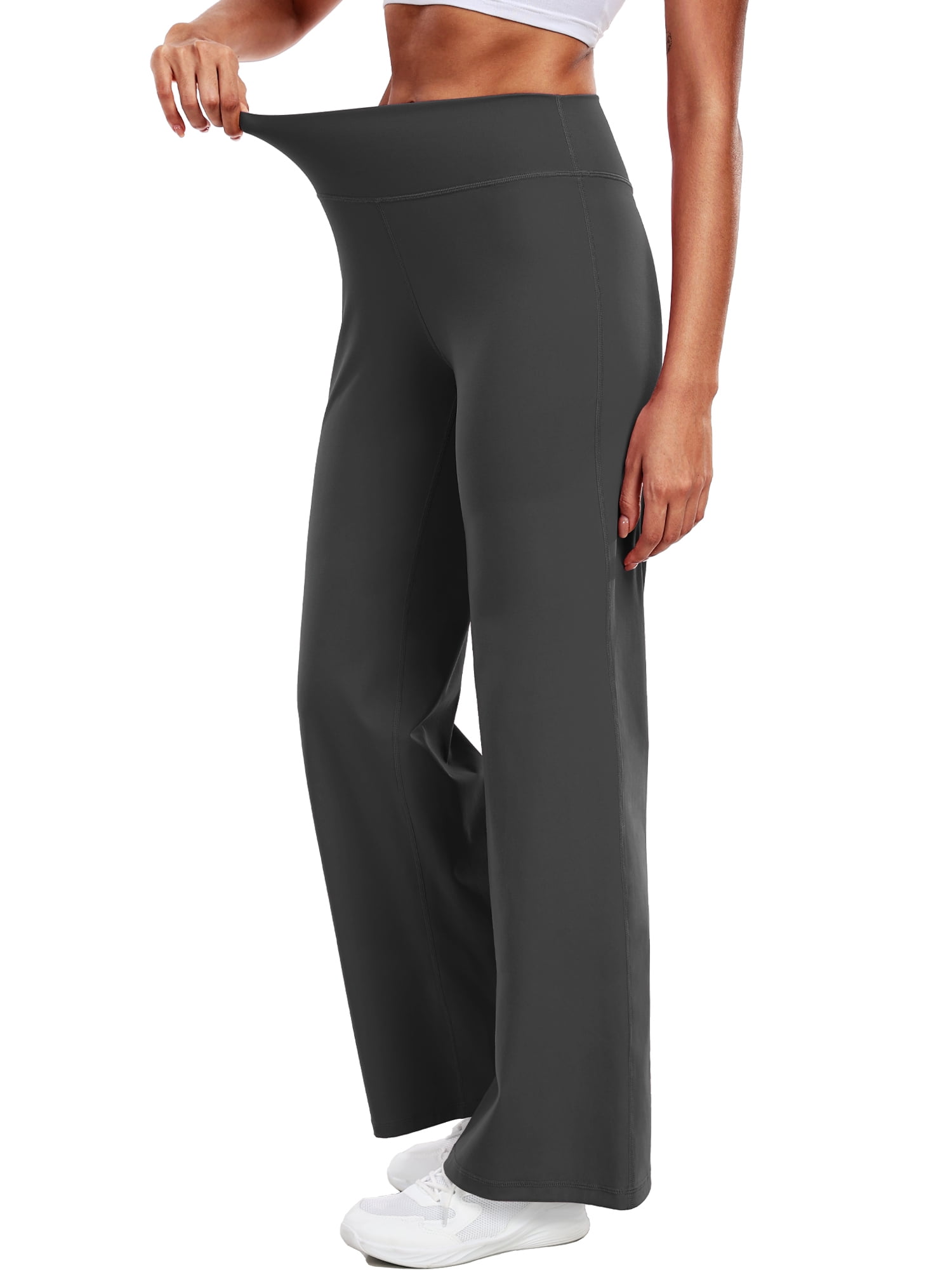 NELEUS ButterSoftFlex Womens Plus Size Wide Leg Pants Athletic Yoga Legging Casual Sweatpants with Waistband Pocket,Gray,US Size 2XL