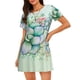 thumbnail image 1 of Fotbe Succulent Bata de Dormir para Mujer con Estampado, Camisón de Algodón de Manga Corta, Ropa de Dormir Casual, 1 of 6