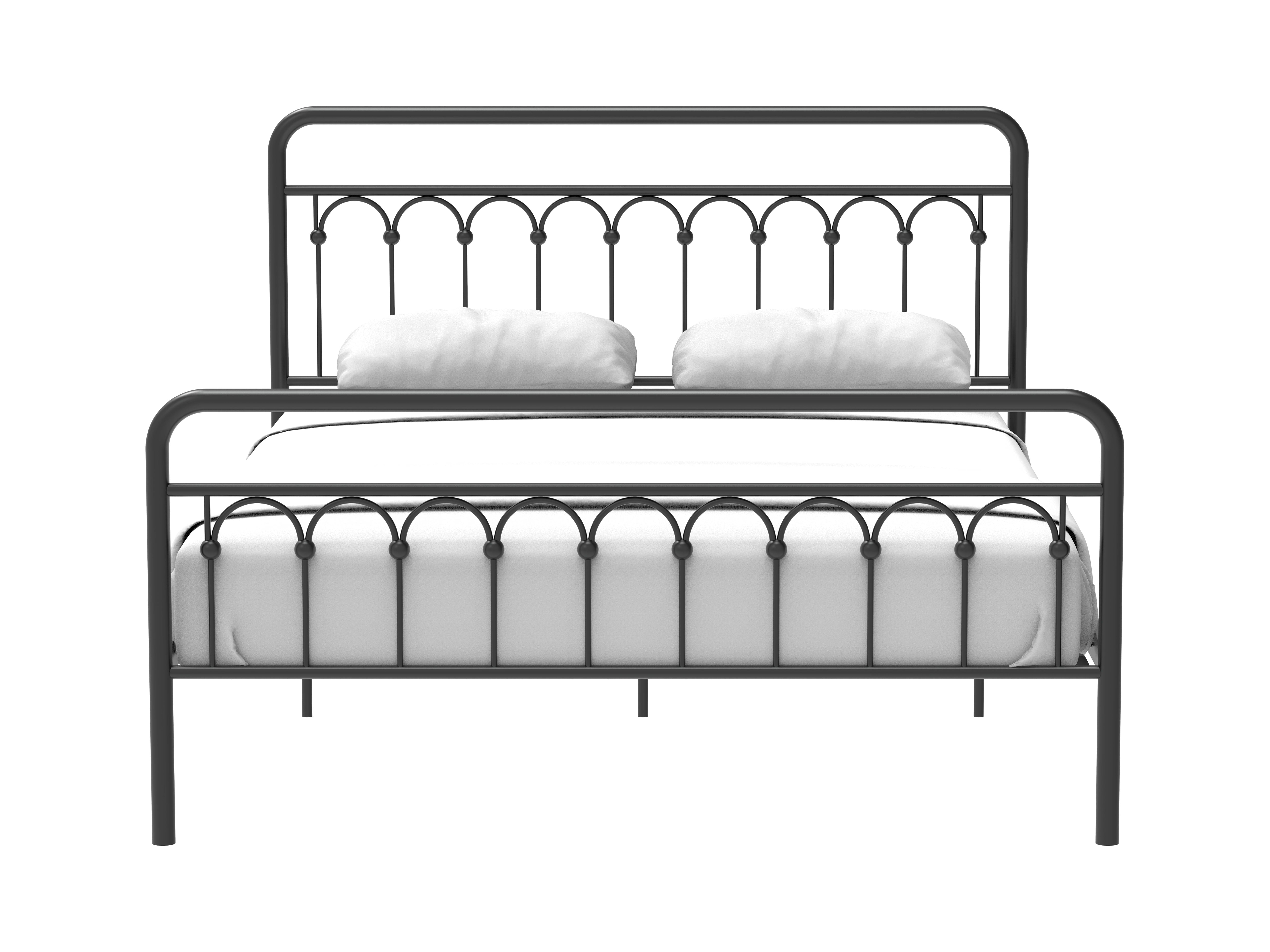 Euroco Metal Queen Size Platform Bed with Headboard and Footboard, Antique Brown