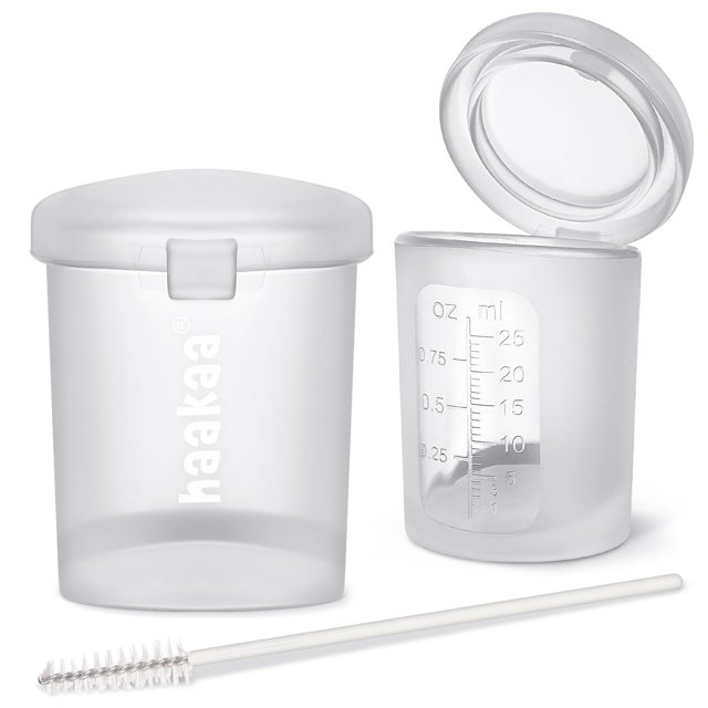 Haakaa Vaso Medidor y de Alimentación de Silicona 25 ml 2 piezas a Prueba de Fugas