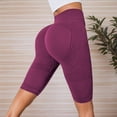thumbnail image 2 of xfsWaSs Women's High Waisted Yoga Shorts Knee-Length Leggings Running Workout Gym Shorts Stretchy Breathable Athletic Biker Shorts for Women, 2 of 5