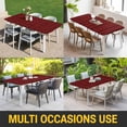 thumbnail image 5 of Red Plants Texture Table Cloths for 5 Foot Rectangle Tables, Vintage Country Trees Pattern Patio Waterproof Elastic Fitted Tablecloths, Washable Rectangular Table Cover for Camping, 5 of 8