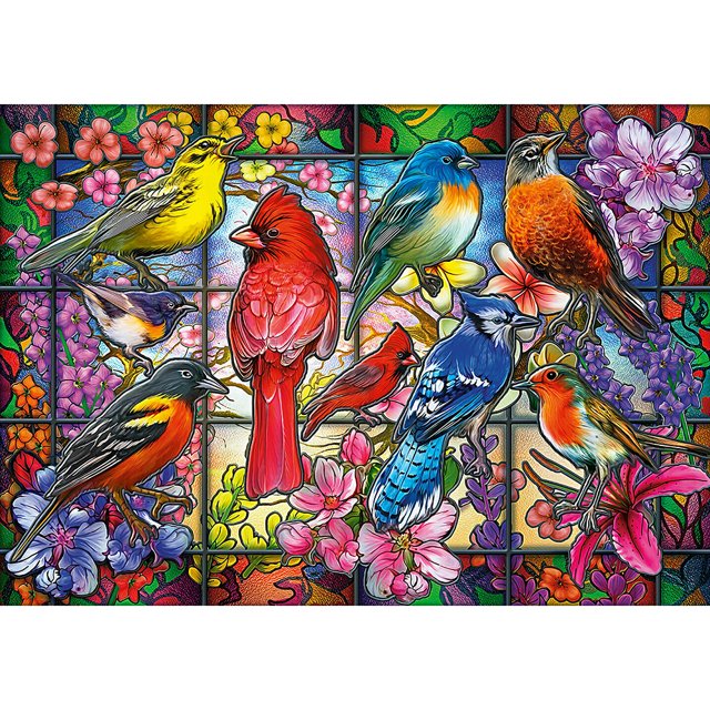 Cuadros Decorativos Kit de pintura de diamantes vidrieras pájaro completo redondo taladro imagen art Tmvgtek embutido en tela