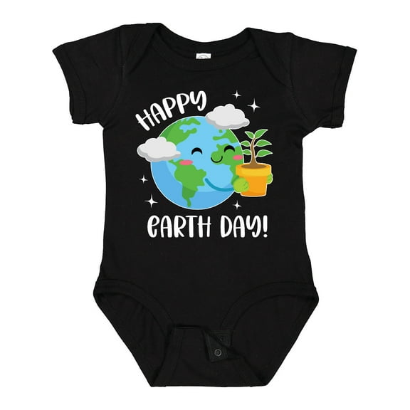 Inktastic Happy Earth Day Cute Smiling Planet Earth with Tree Boys or Girls Baby Bodysuit
